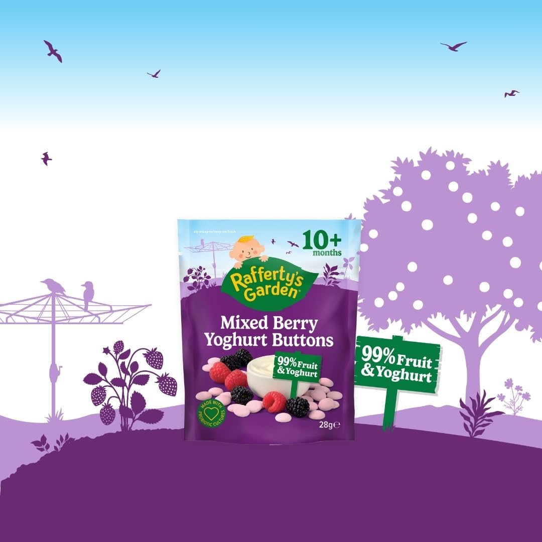 Raffertys Garden 10+ Months Mixed Berry Yoghurt Buttons 28g Z8