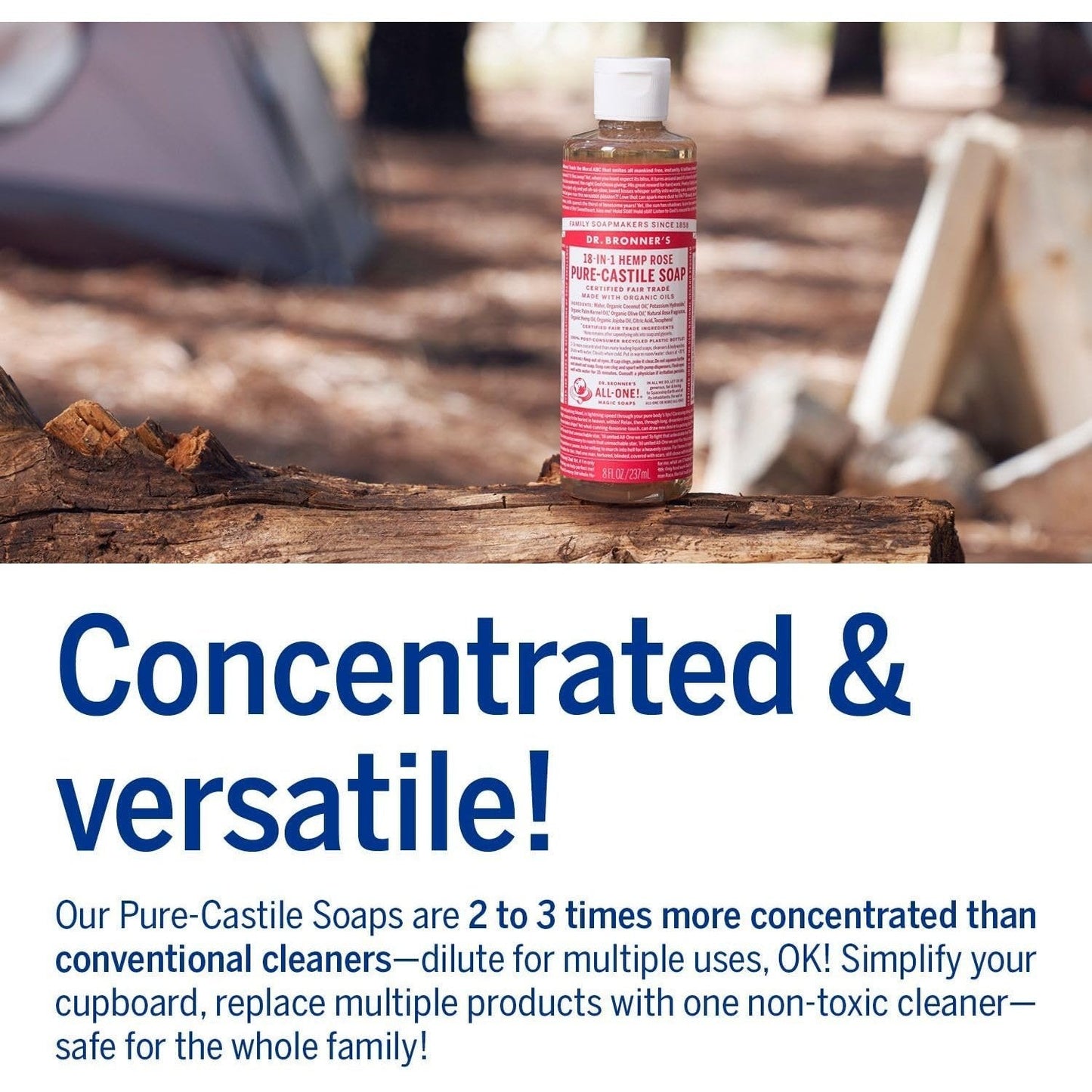 Dr. Bronner's Pure-Castile Soap Liquid (Hemp 18-in-1) Rose 237ml