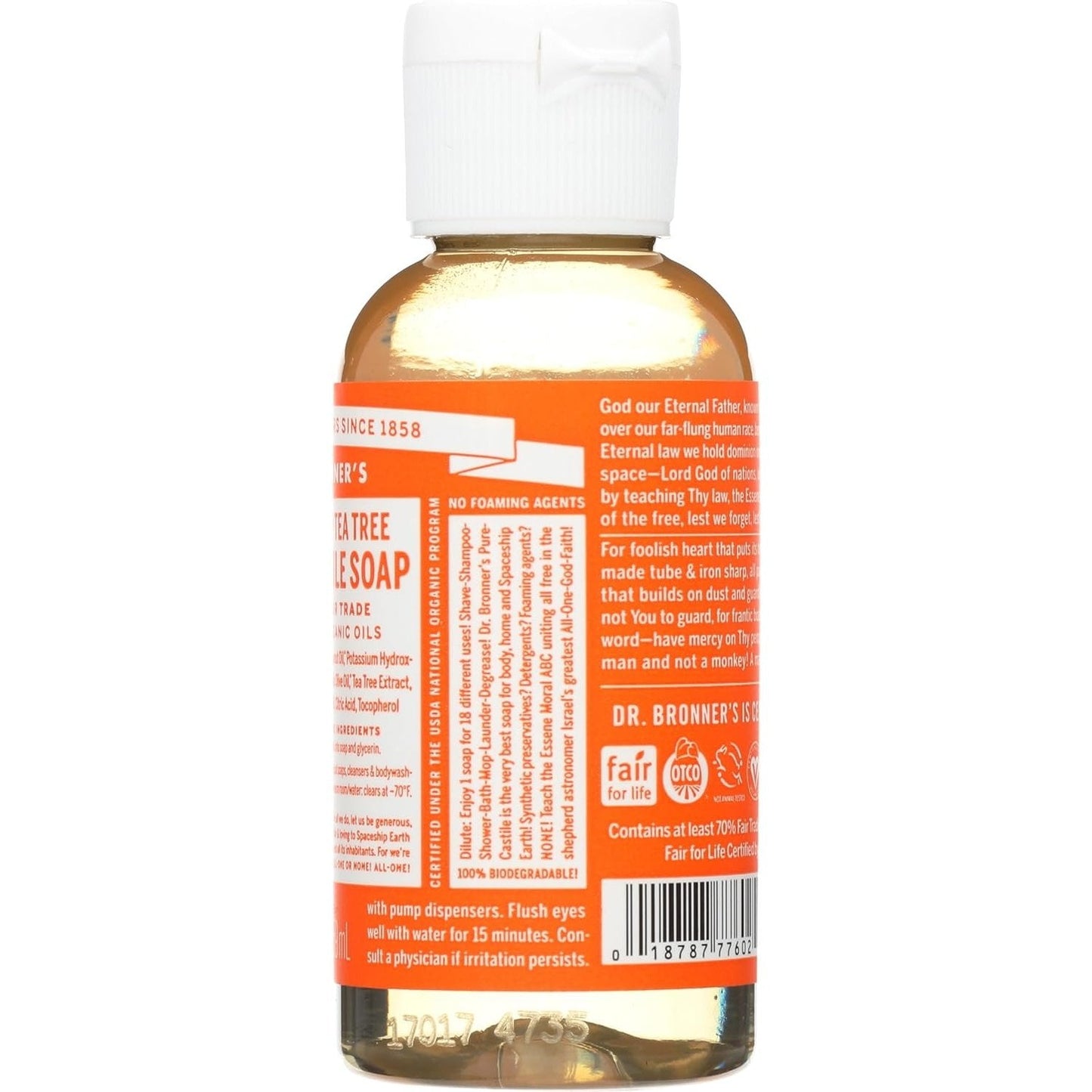 Dr. Bronner's Pure-Castile Soap Liquid (Hemp 18-in-1) Tea Tree 59ml