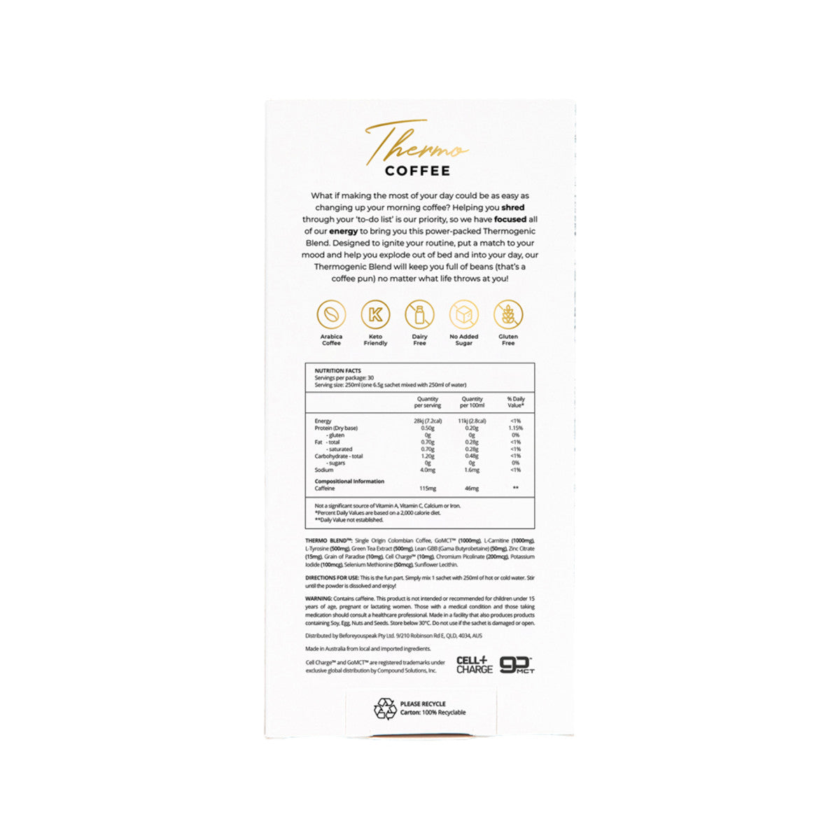 Before You Speakthermo Coffee Unsweetened 6.5g X 30 Pack