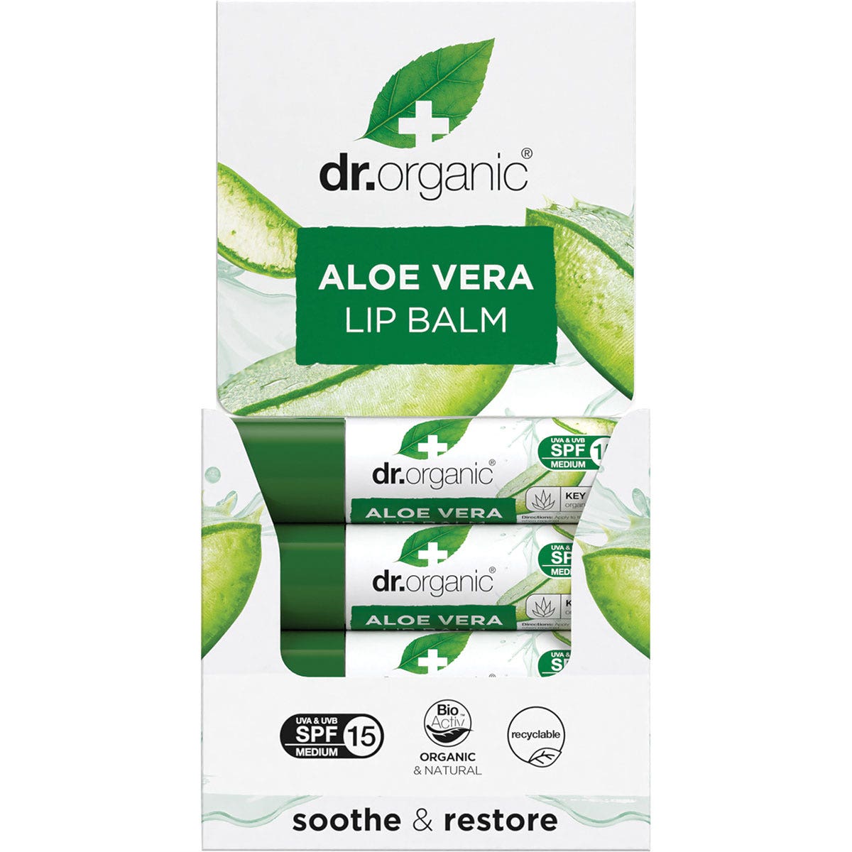 DR ORGANIC Lip Balm - SPF 15 Organic Aloe Vera 5.7ml