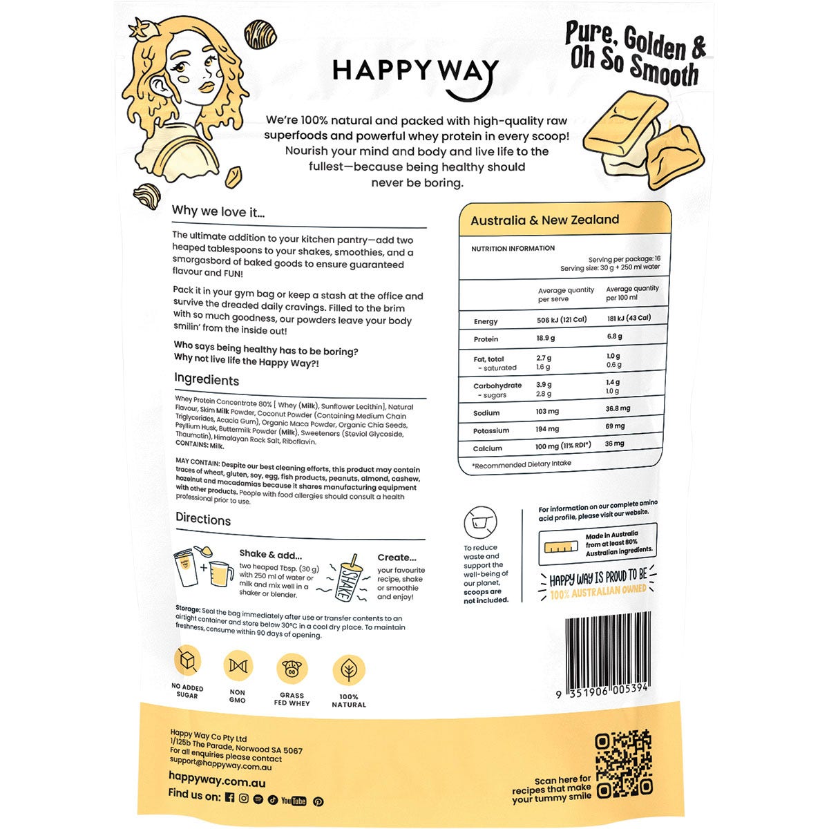 Happy Way White Choc Caramel Whey Protein 500g