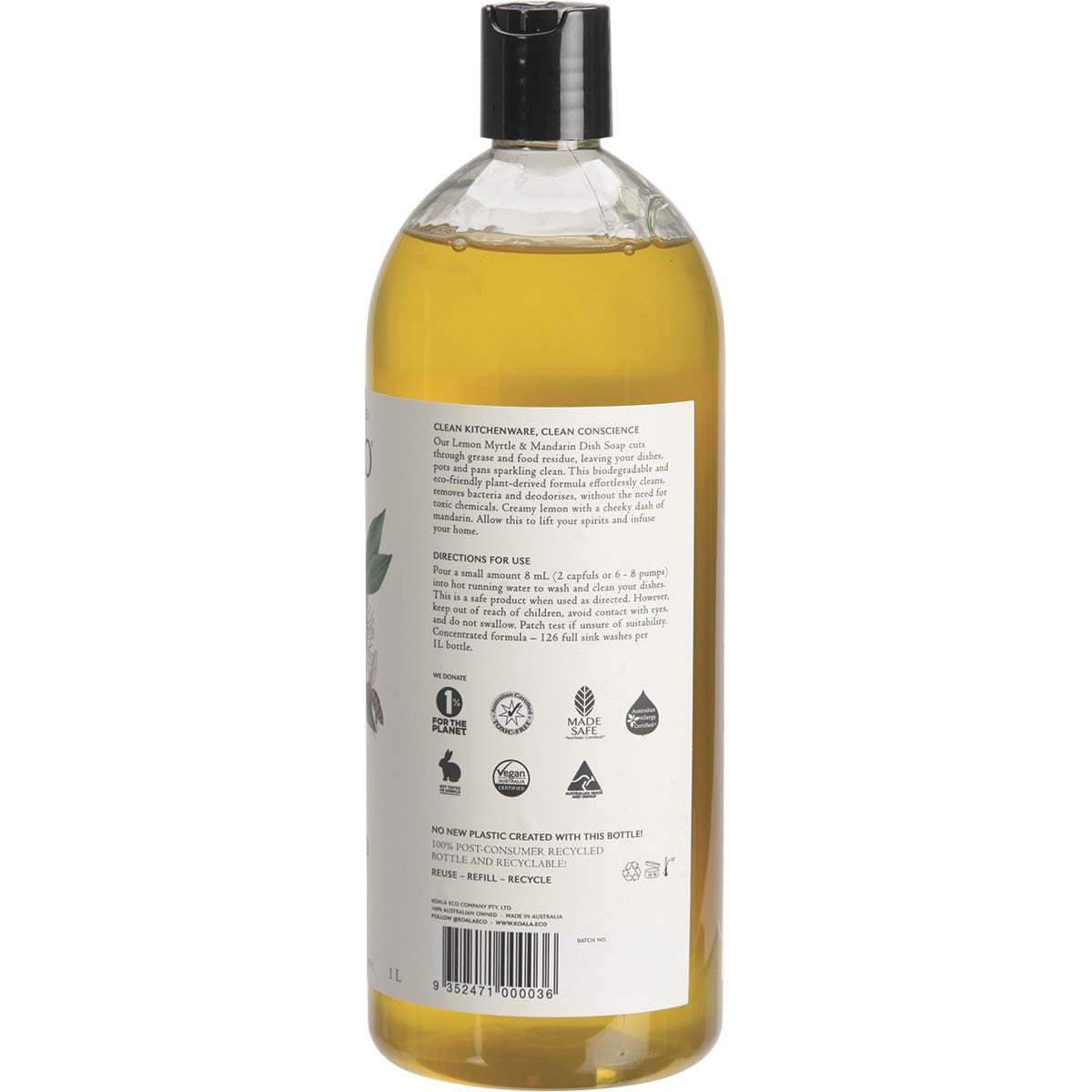 KOALA ECO Dish Soap Lemon Myrtle & Mandarin 1L