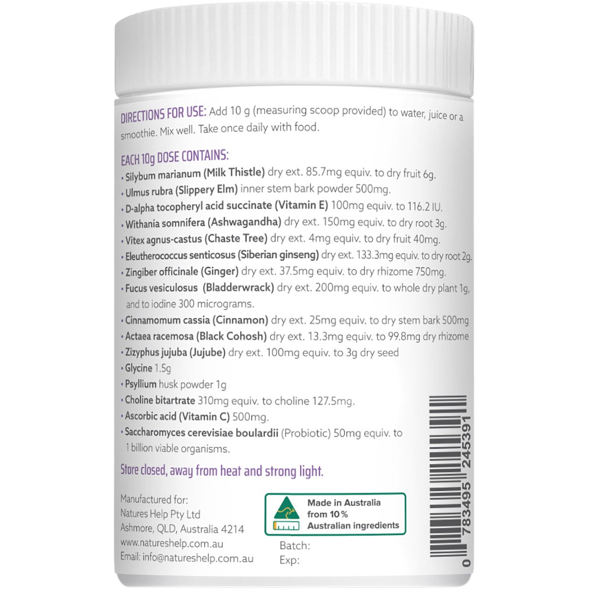 NATURE'S HELP Fem Balance Female Hormone Balancer 300g