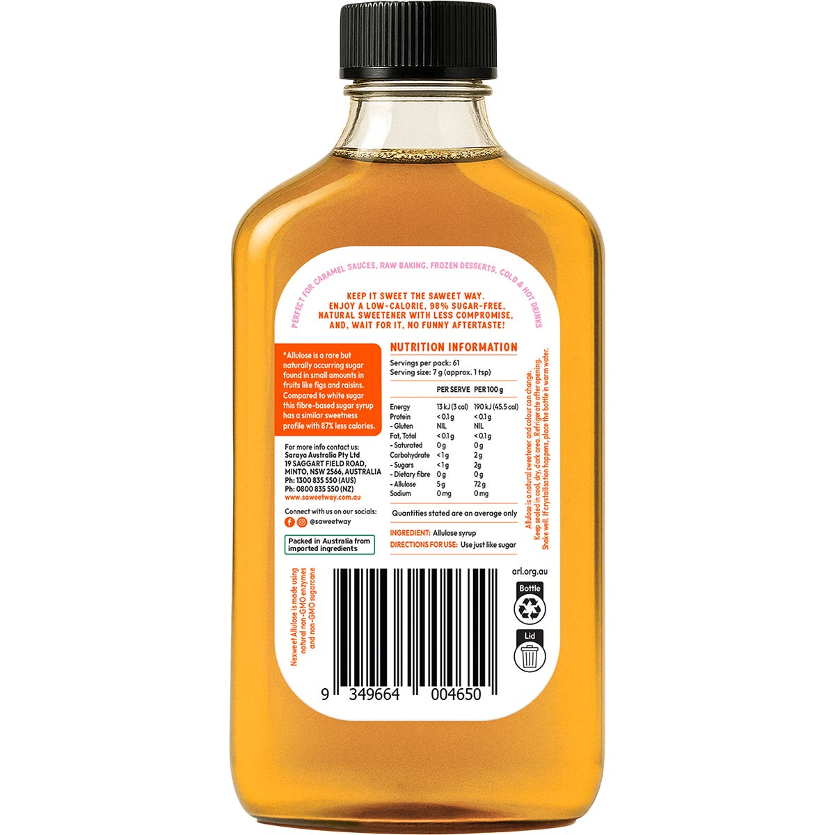 Saweet Way Pure Allulose Natural Sweetener Syrup 430g