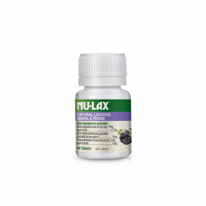 Nu-lax Natural Laxative Tablets with Senna and Prunes 40 Tablets