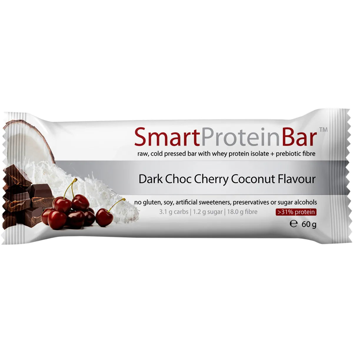 SMART PROTEIN BAR Dark Choc Cherry Coconut Protein Bar 12x60g