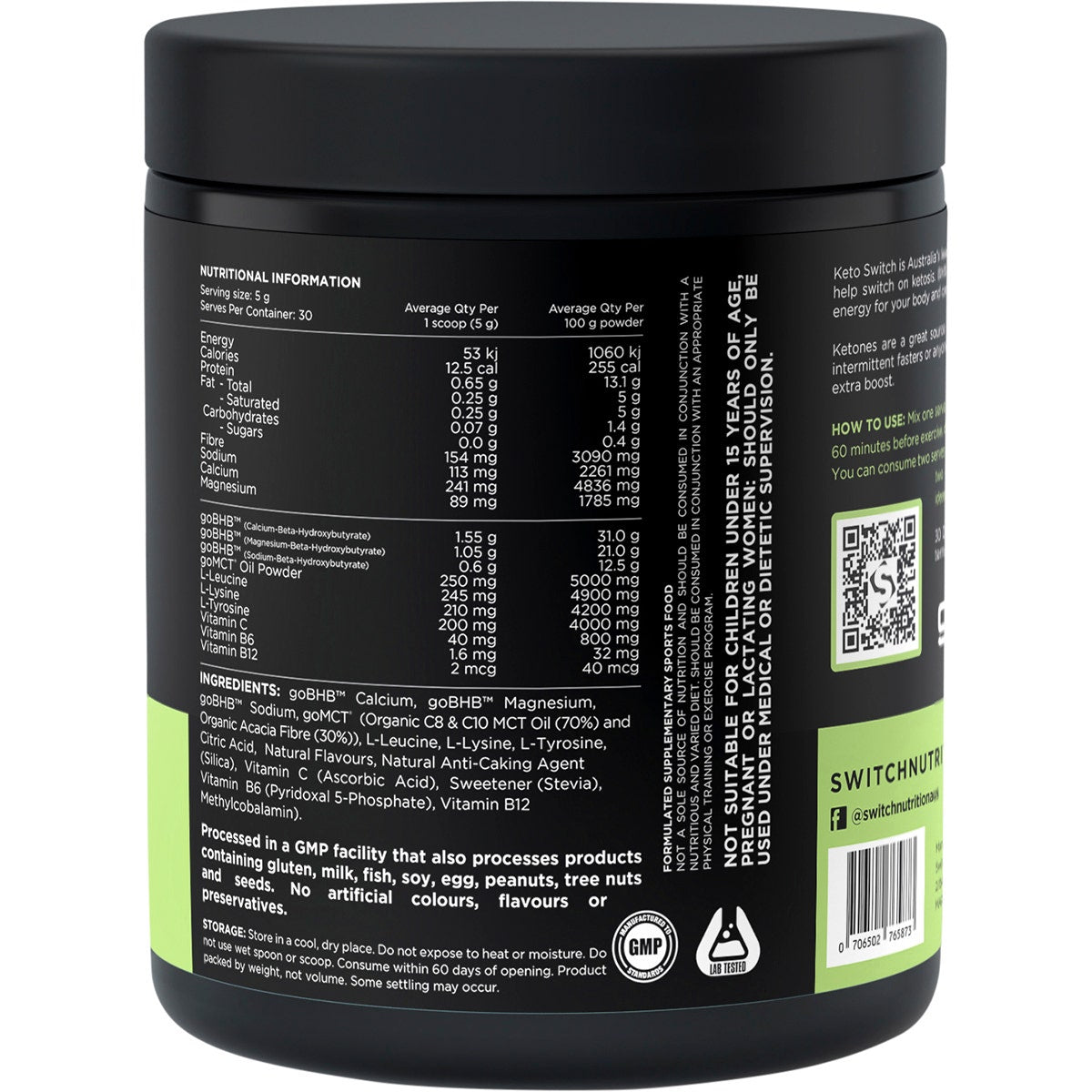 SWITCH NUTRITION Keto BHB Ketogenic Performance Fuel Raspberry 150g