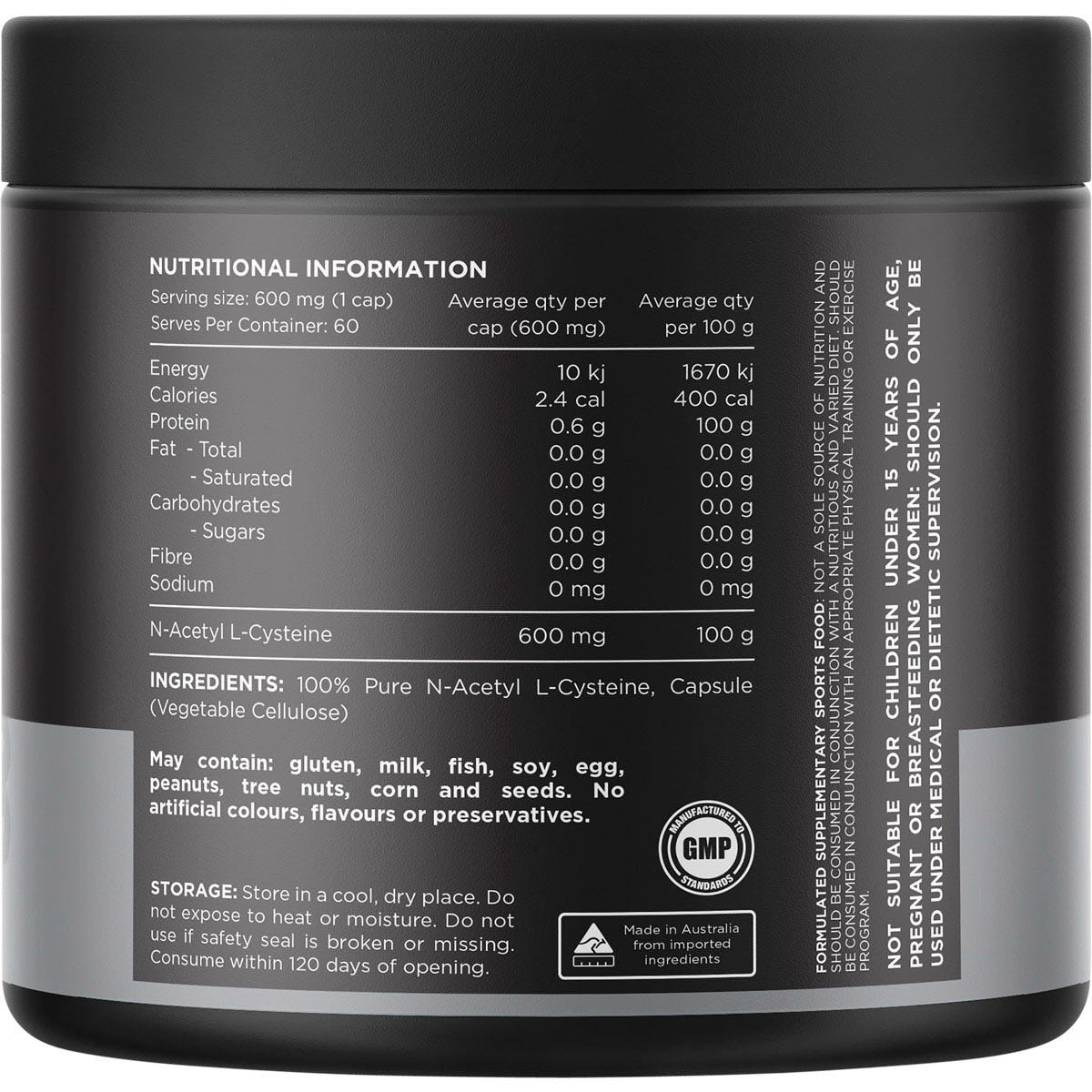 Switch Nutrition NAC 100% N-Acetyl L-Cysteine 60 Caps