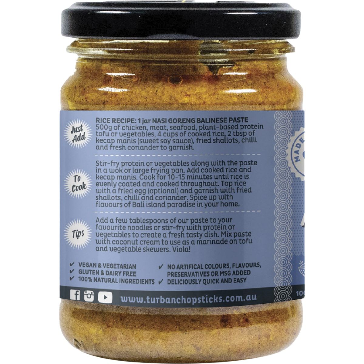 TURBAN CHOPSTICKS Curry Paste Nasi Goreng Balinese 240g