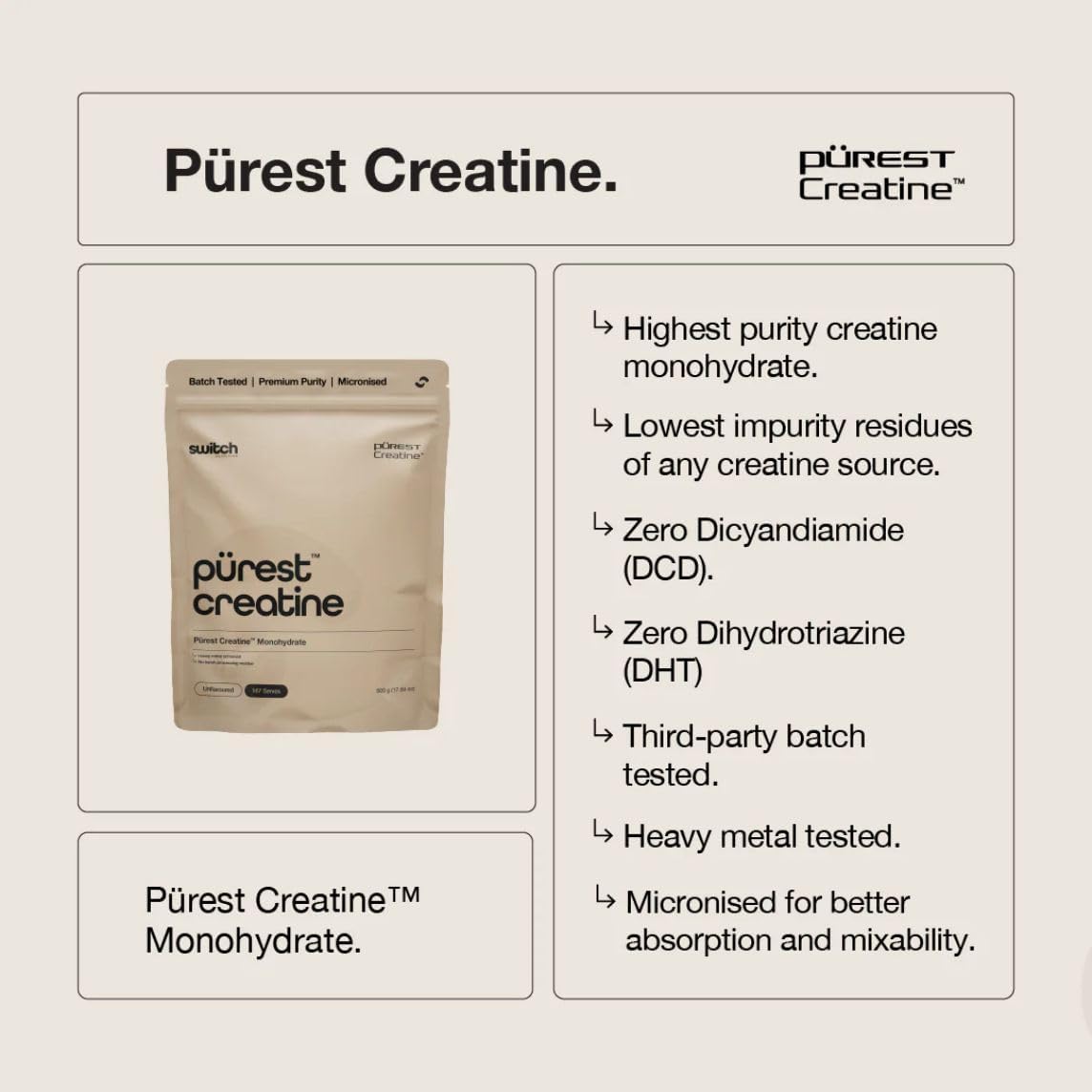 Switch Nutrition Purest® Creatine Monohydrate 500g