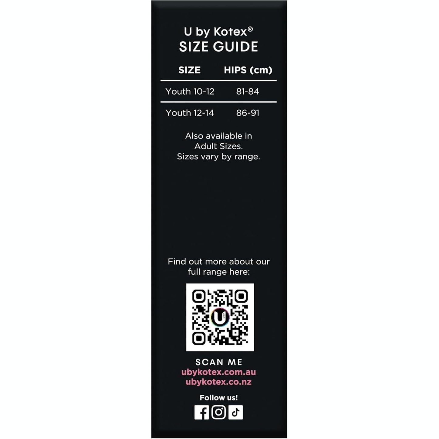 U by Kotex Brief Teen Size Y10-12