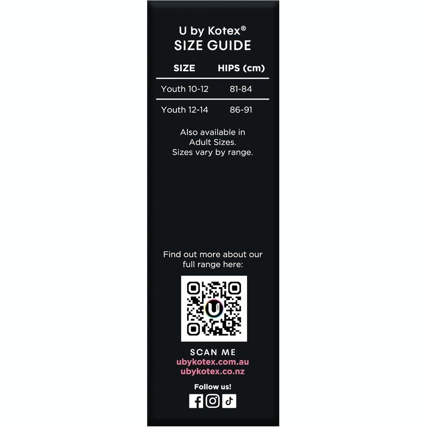 U by Kotex Brief Teen Size Y10-12