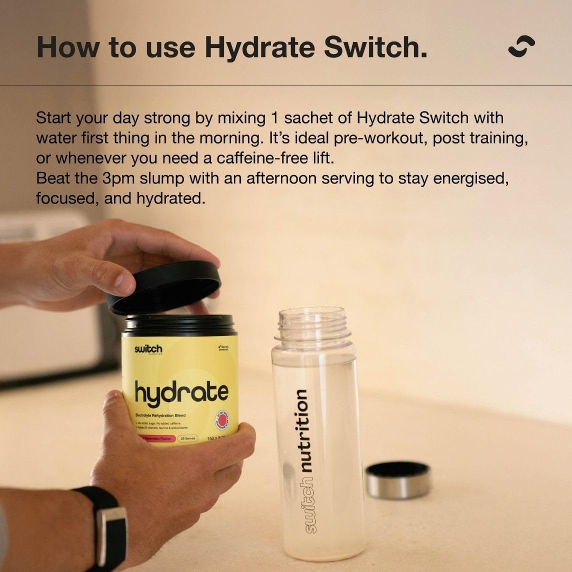 Switch Nutrition Hydrate Everyday Sugar Free Electrolytes Lemon Lime 300g