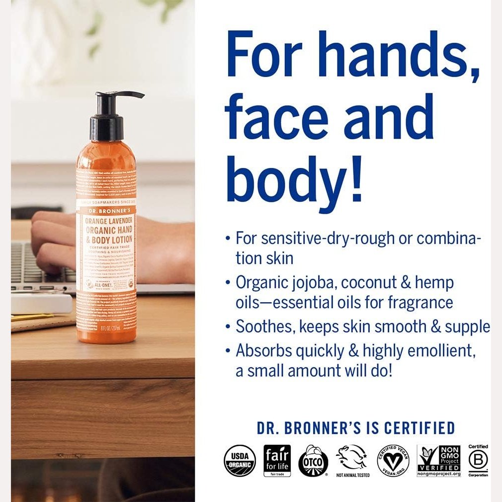 Dr. Bronner's Organic Hand & Body Lotion Orange Lavender 237ml