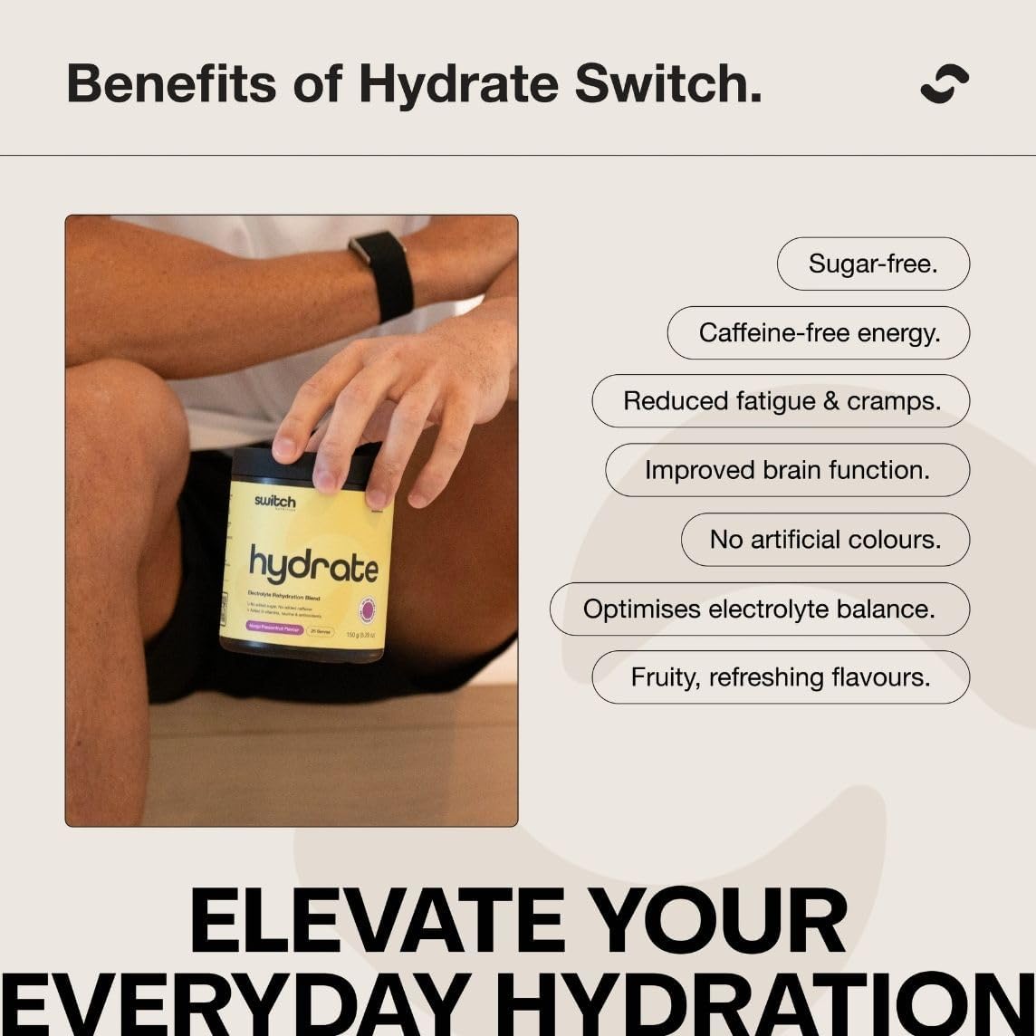 Switch Nutrition Hydrate Everyday Sugar Free Electrolytes Lemon Lime 300g