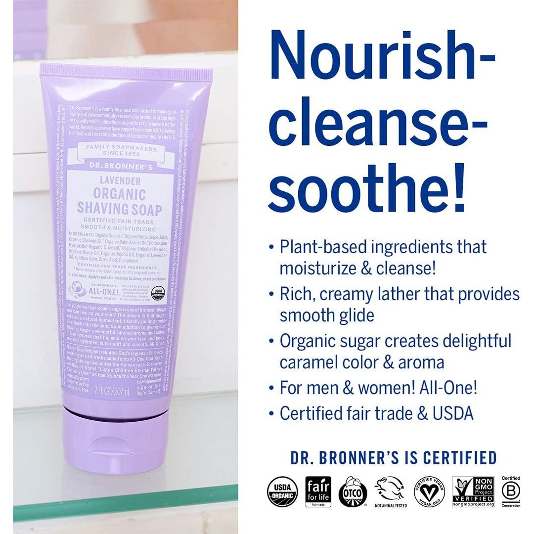 Dr. Bronner's Organic Shaving Soap Lavender 207ml