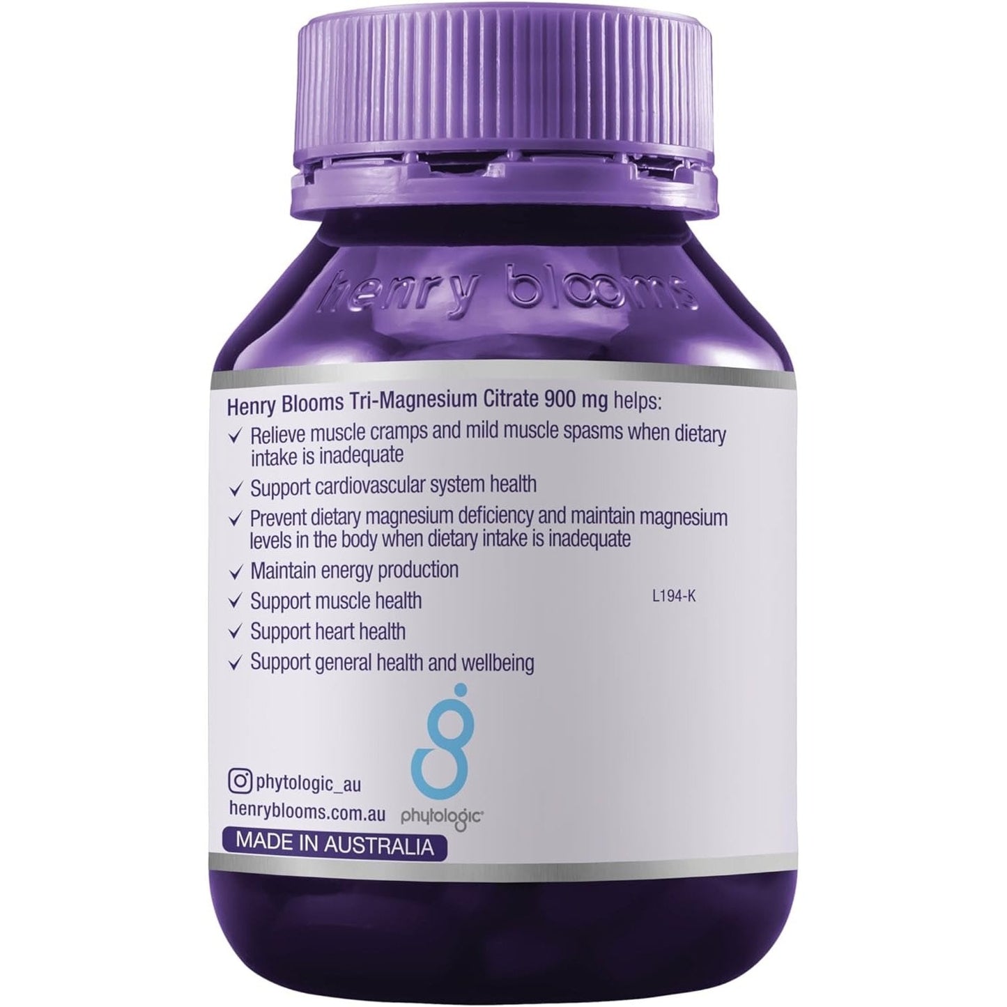 Henry Blooms Tri-Magnesium Citrate 900mg 60c