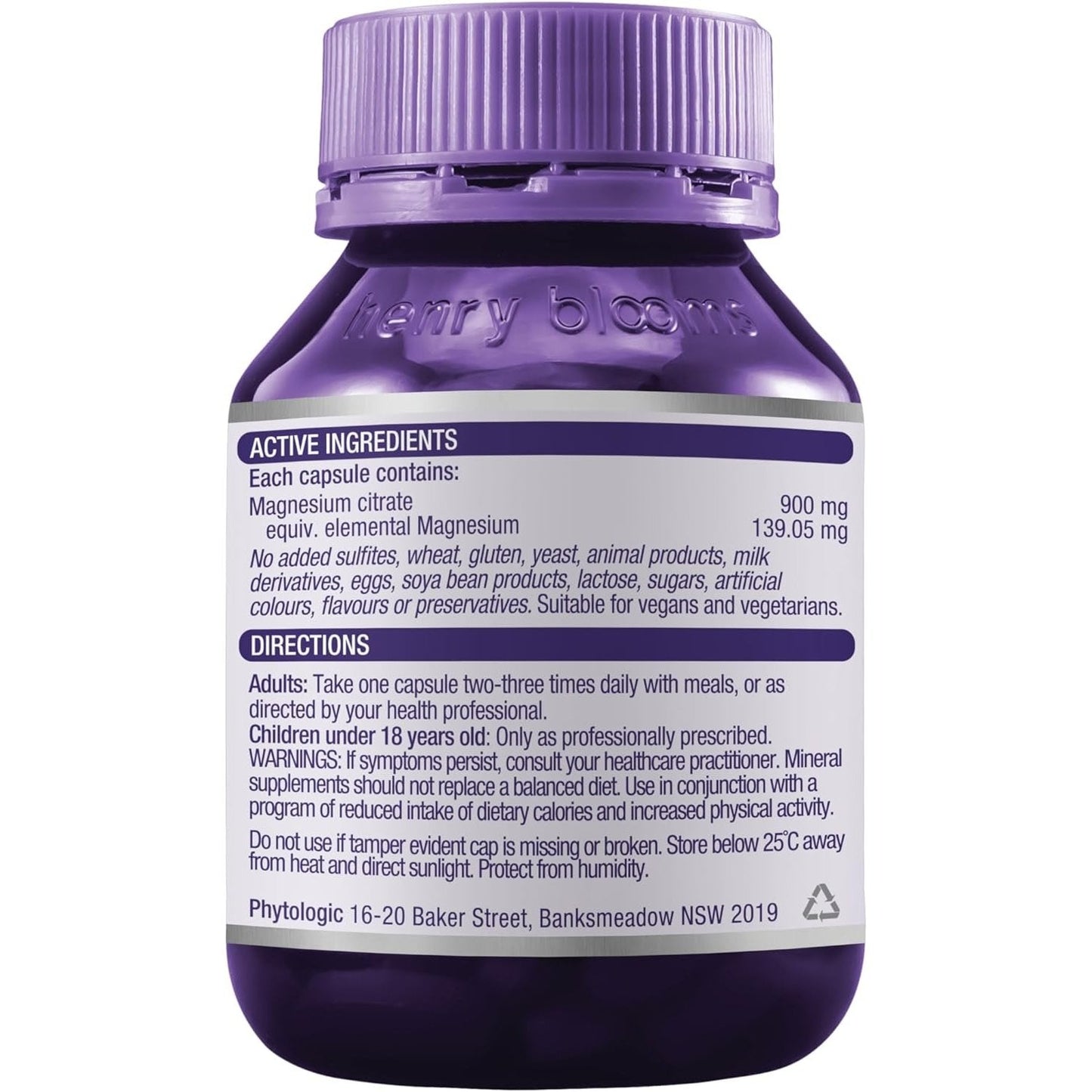 Henry Blooms Tri-Magnesium Citrate 900mg 60c