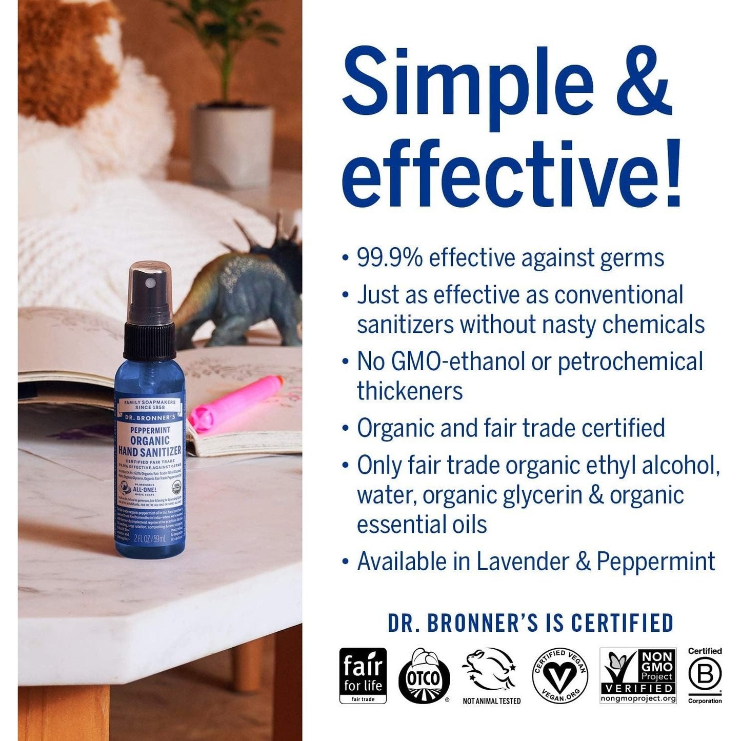 Dr. Bronner's Organic Hand Sanitizer Peppermint 59ml