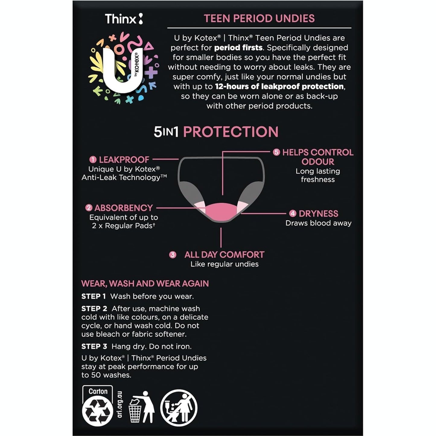 U by Kotex Brief Teen Size Y10-12