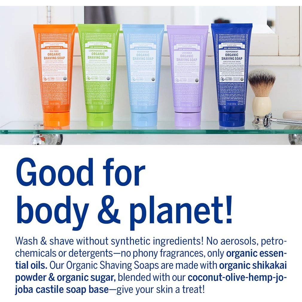 Dr. Bronner's Organic Shaving Soap Unscented 207ml