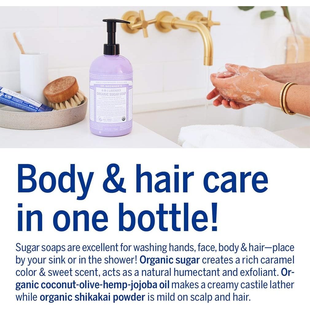 Dr. Bronner's Organic Sugar Soap 4-in-1 Lavender (pump) 710ml