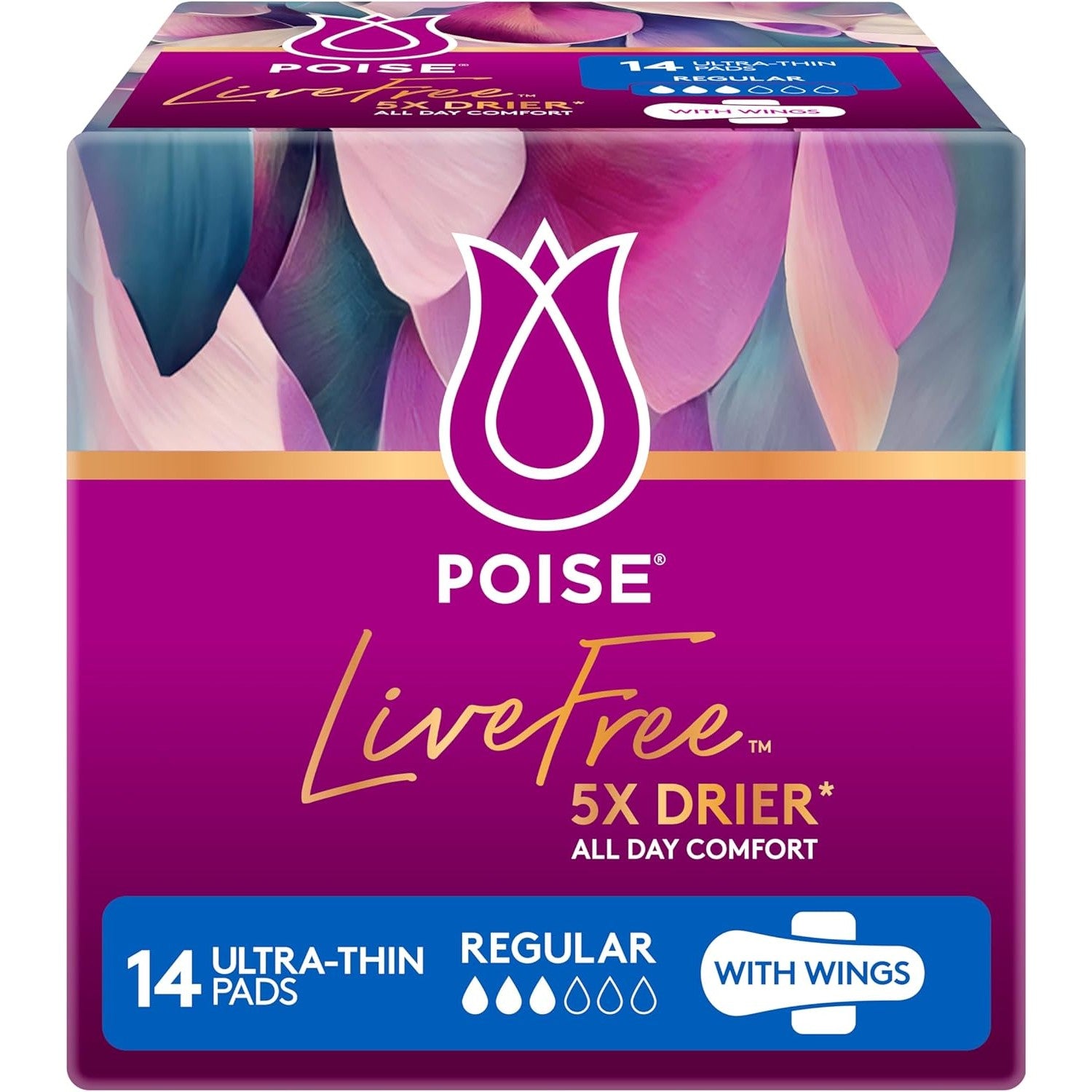 Poise Livefree Pad Reg Wing 14pk