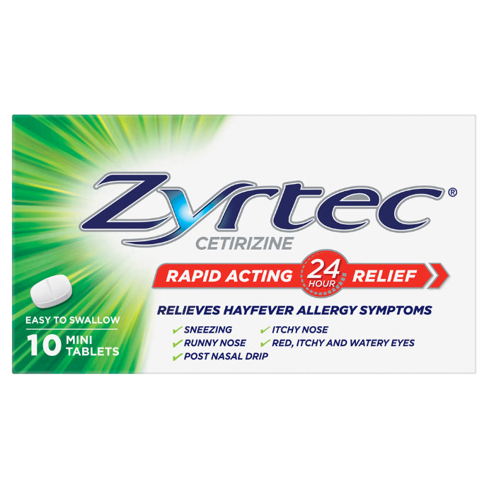 Zyrtec Cetirizine 10mg 10 Mini Tablets