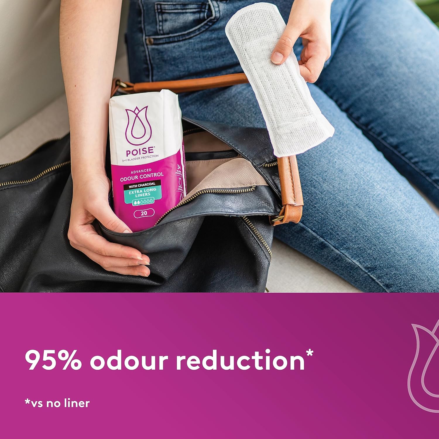Poise Charcoal Light Liner 22pk