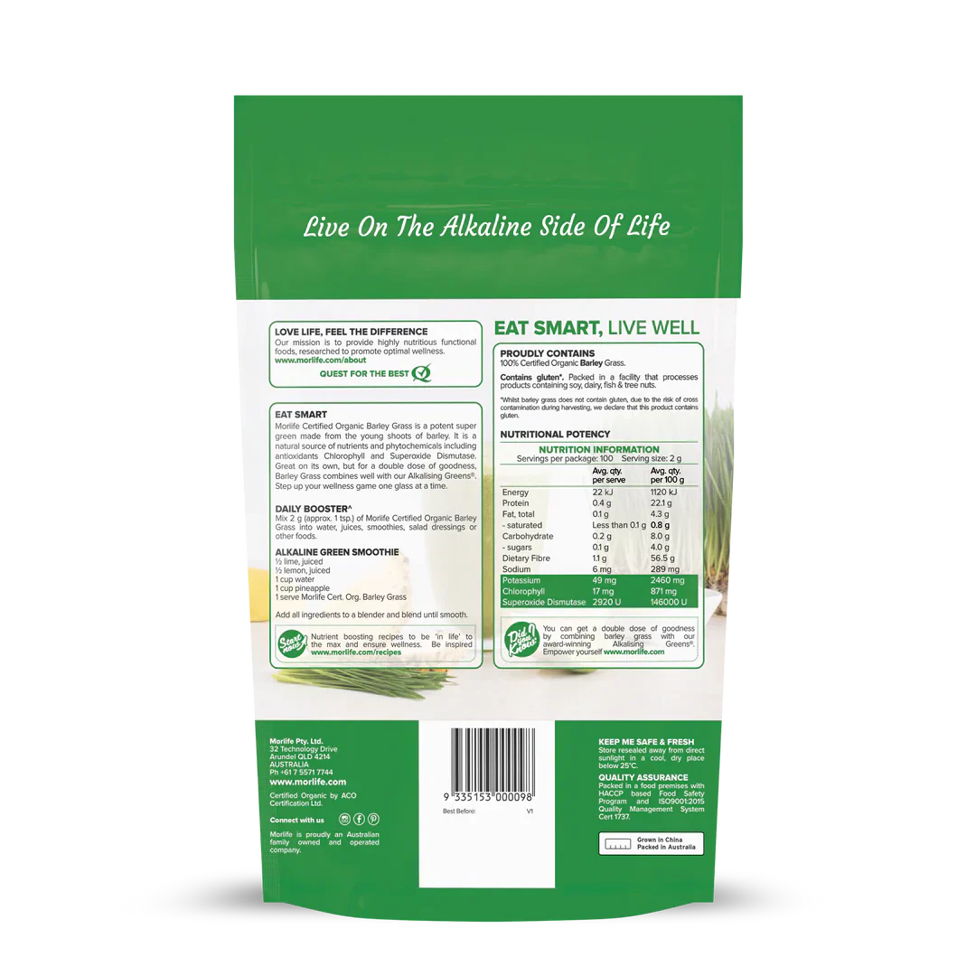 Morlife Organic Barley Grass 200GM