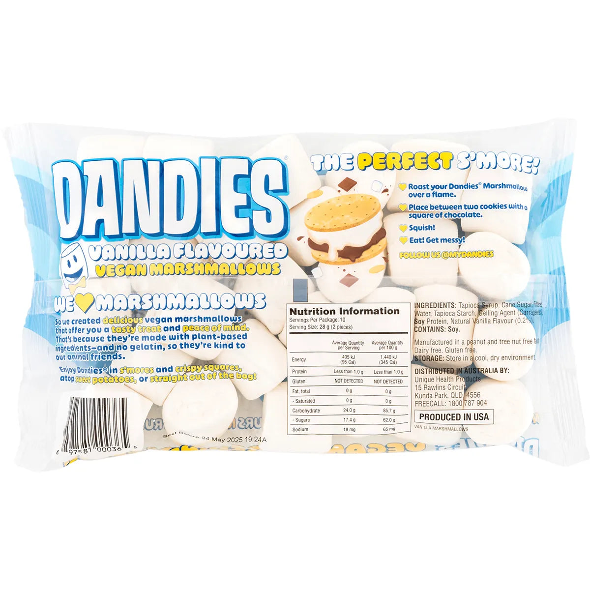 DANDIES Vegan Vanilla Marshmallows Regular Size 283g