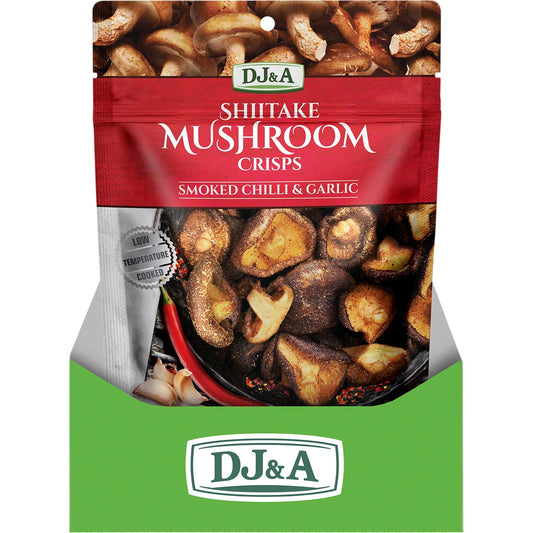 DJ&A Shiitake Mushroom Crisps Smoked Chilli & Garlic 9x65g