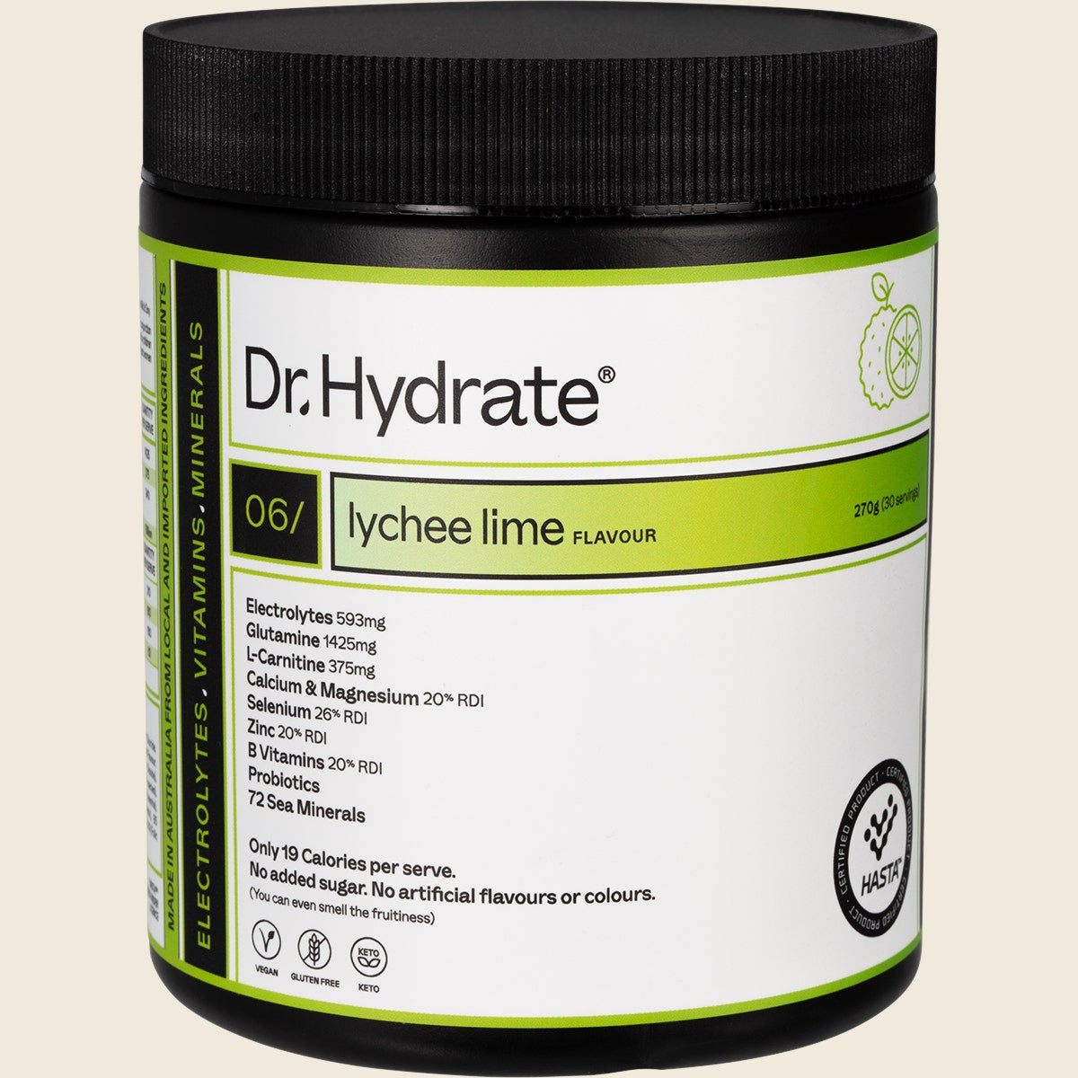 Dr. Hydrate All-In-One Hydration Drink Hasta Cert Lychee Lime 270g