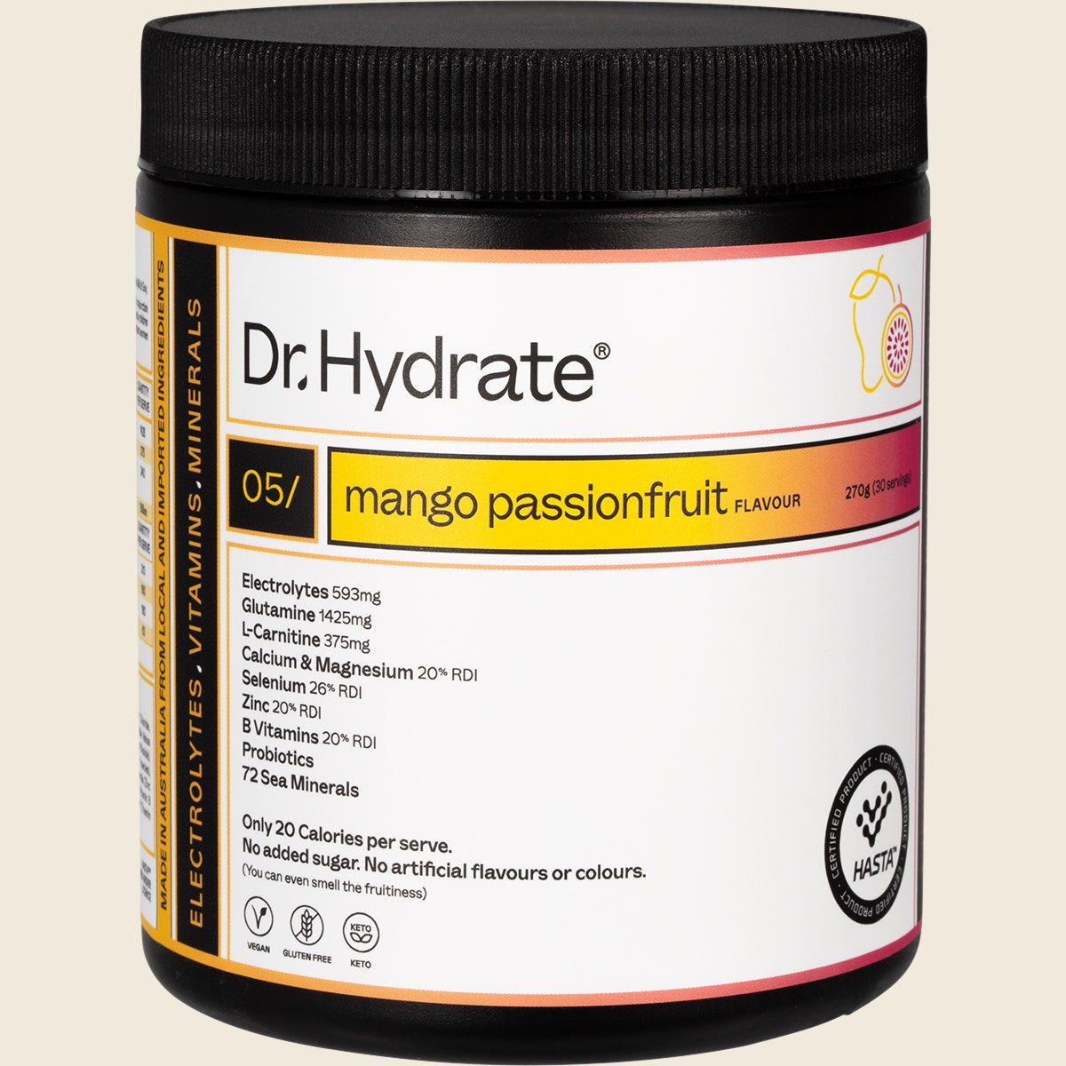 Dr. Hydrate All-In-One Hydration Drink Hasta Cert Mango Passionfruit 270g