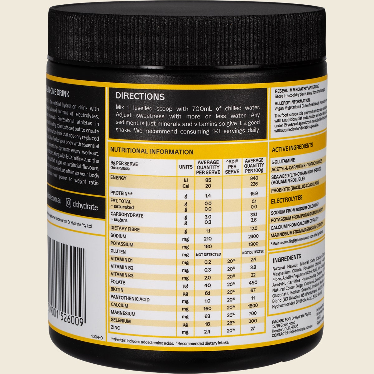 Dr. Hydrate All-In-One Hydration Drink Hasta Cert Mango Passionfruit 270g