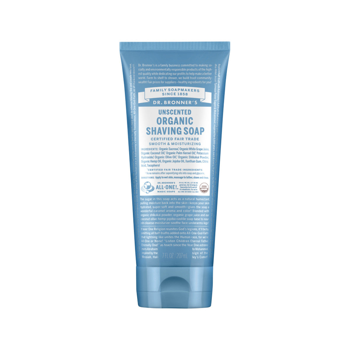 Dr. Bronner's Organic Shaving Soap Unscented 207ml