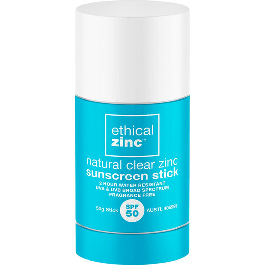 ETHICAL ZINC Natural Clear Zinc Sunscreen Stick SPF 50 50g
