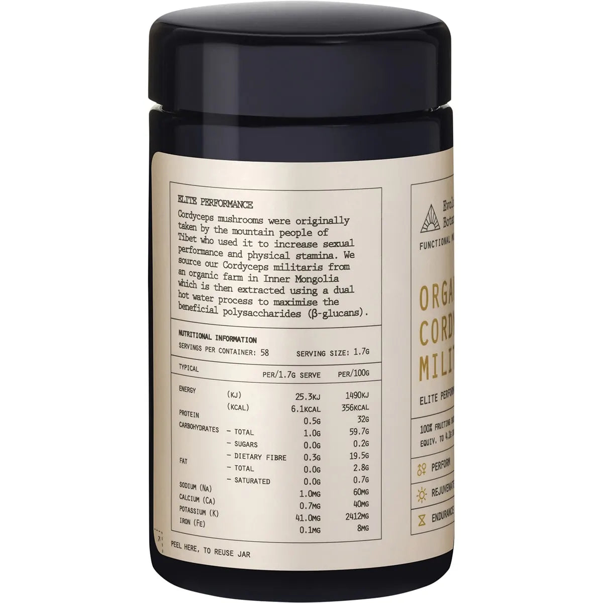 EVOLUTION BOTANICALS Organic Cordyceps Militaris Elite Performance 100g