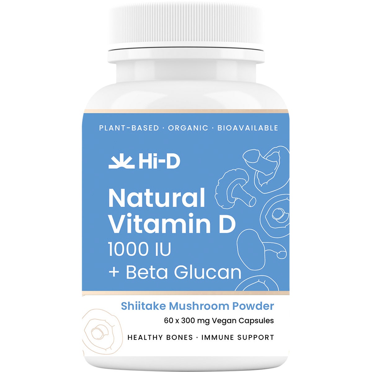 Hi-D Natural Vitamin D 1000 IU + Beta Glucan 60 Caps