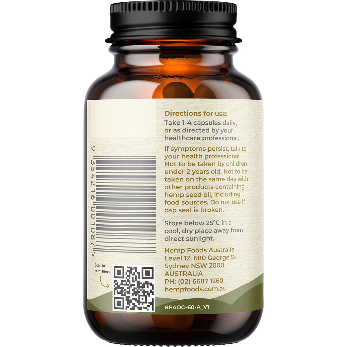 HEMP FOODS AUSTRALIA HEMP FOODS AUSTRALIA Plant-Based Omega Capsules with Hemp Gold Seed Oil  60