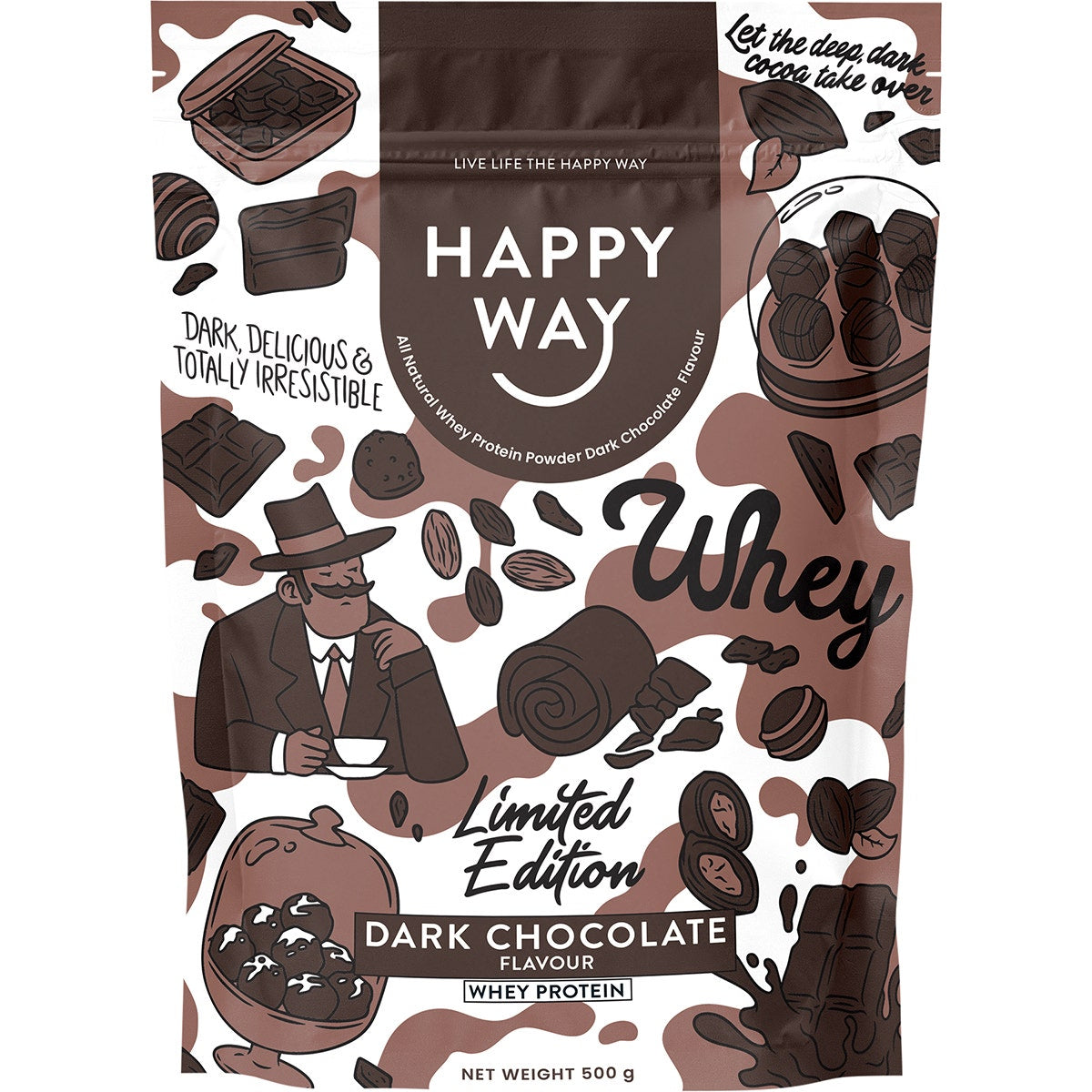 Happy Way Whey Protein Powder Dark Chocolate 500g