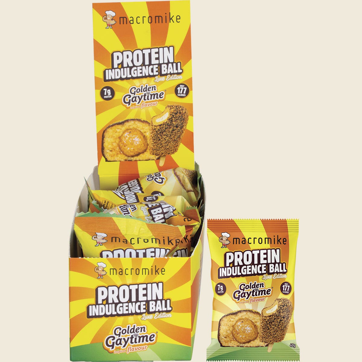 Macro Mike Protein Indulgence Ball Golden Gaytime 12x40g