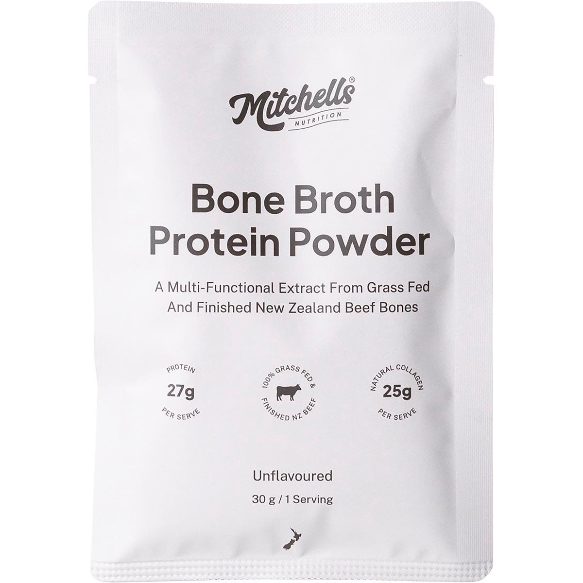 Mitchells Nutrition Bone Broth Protein Powder Unflavoured 10x30g
