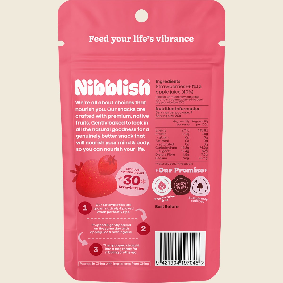 Nibblish Gently Baked Strawberry 80g