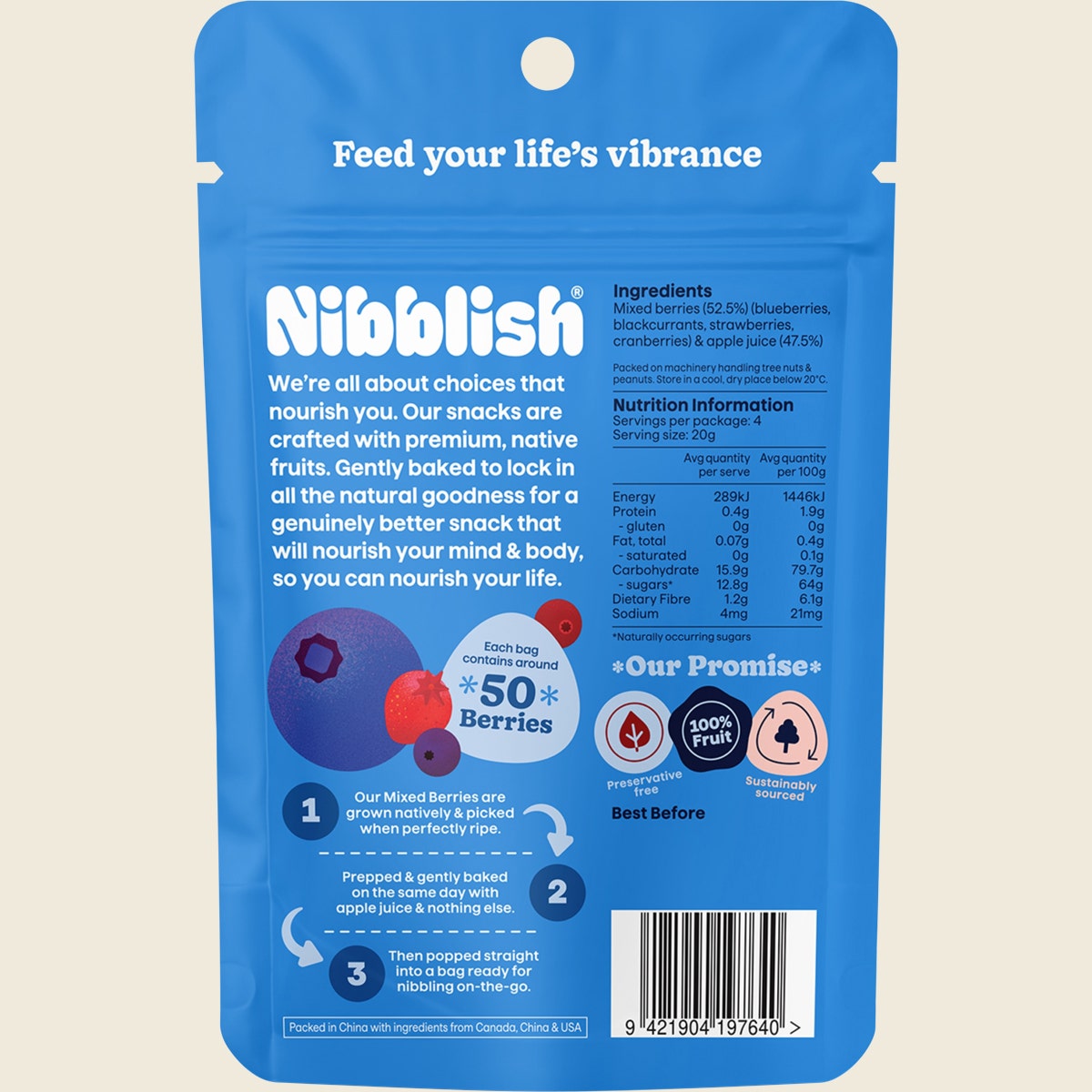 Nibblish Gently Baked Mixed Berries 80g
