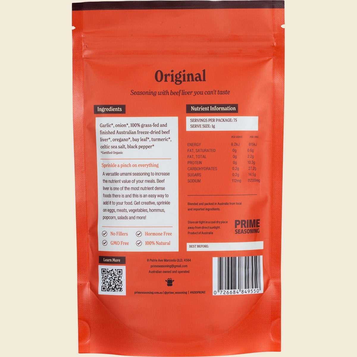 Prime Seasoning Organic Original Seasoning with Beef Liver 75g