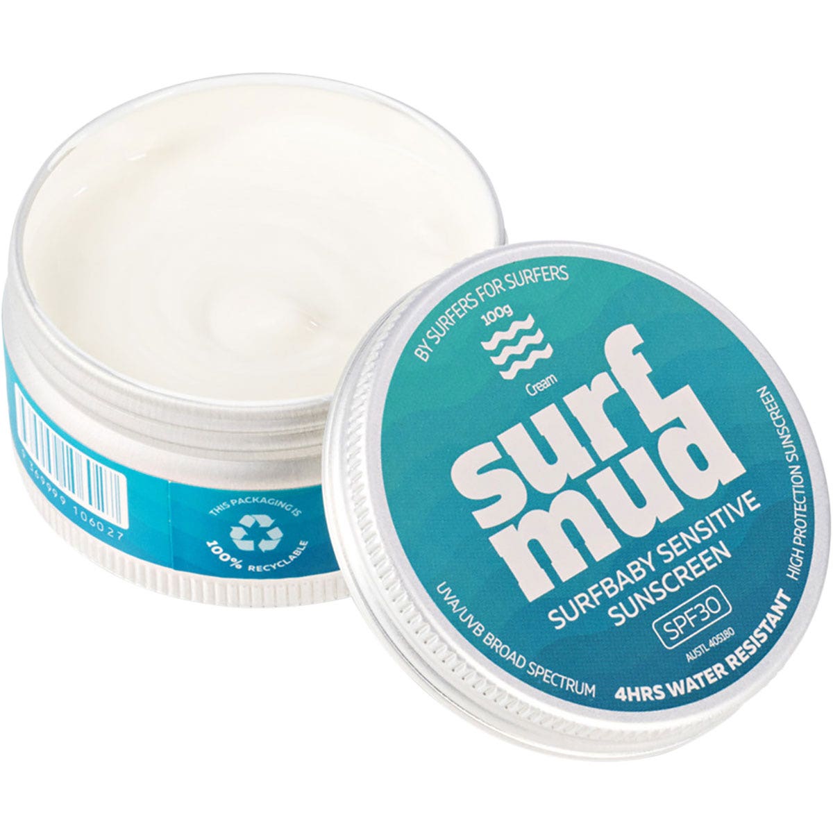 SURFMUD Surfbaby Sensitive Sunscreen SPF 30 Tin 100g