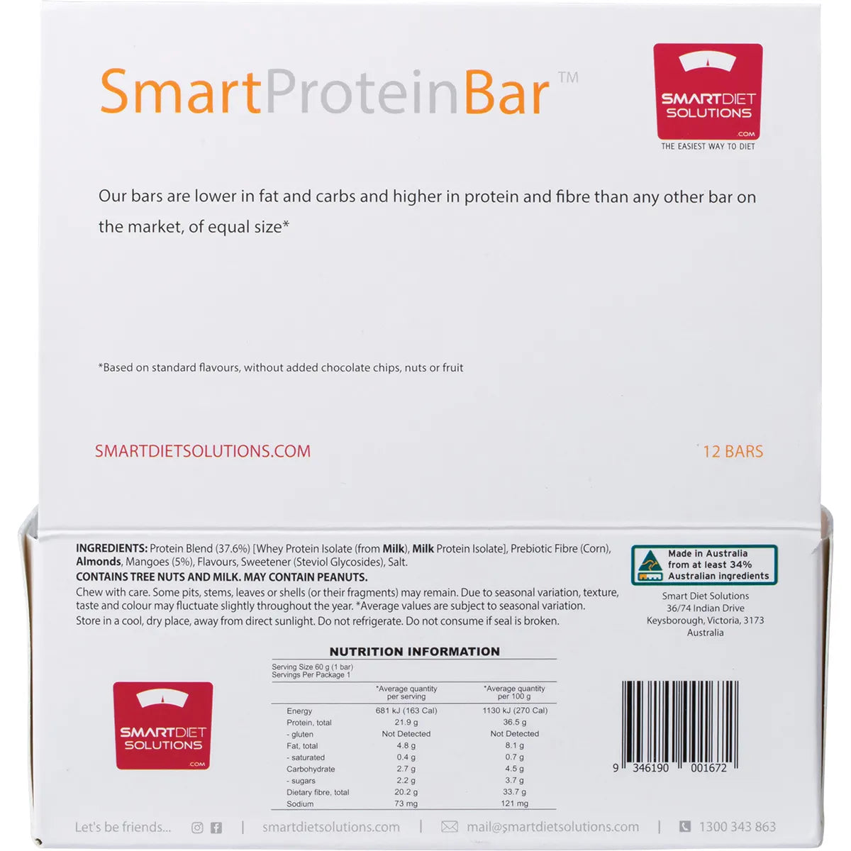 SMART PROTEIN BAR Mango Cream Protein Bar 12x60g