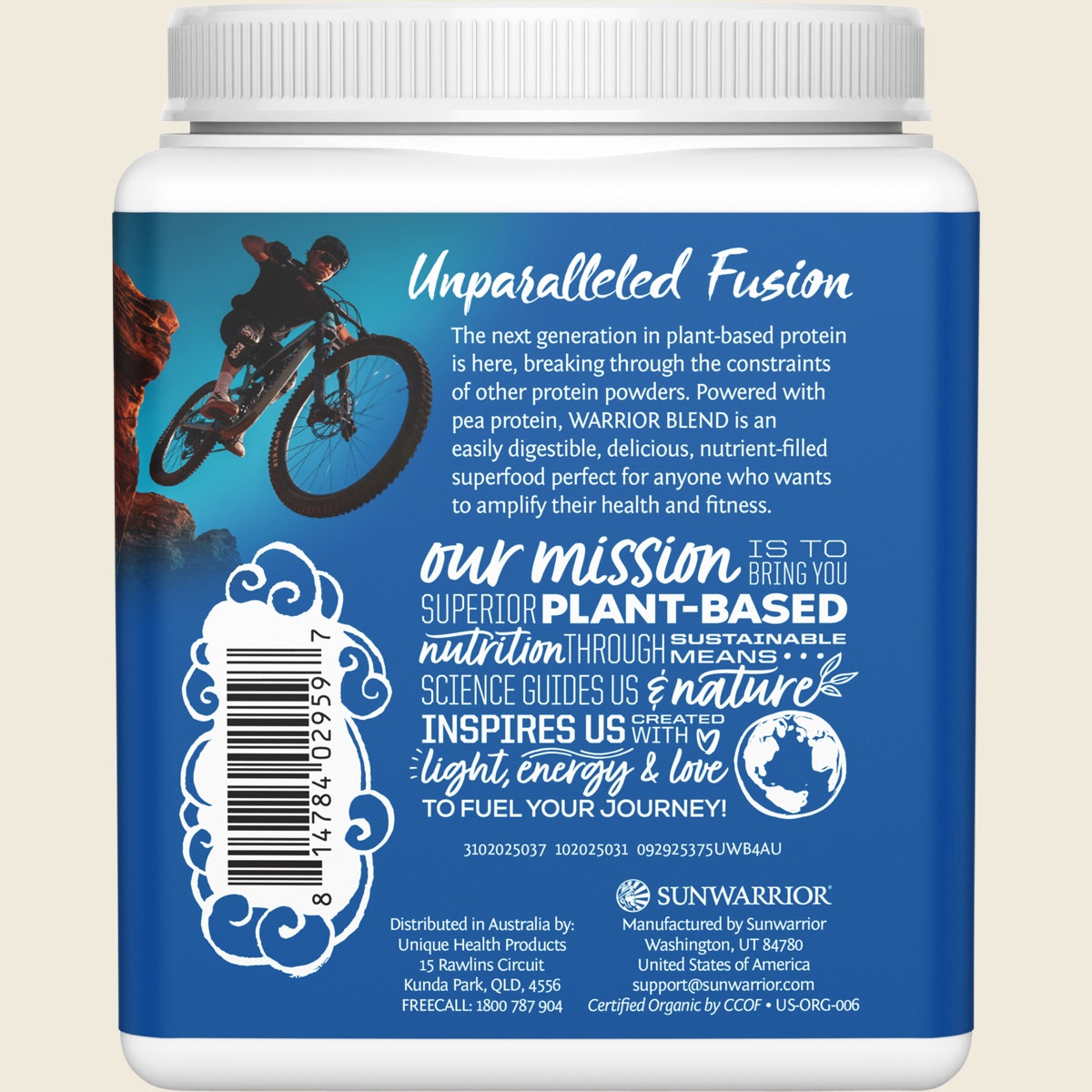 Sunwarrior Protein Powder Warrior Blend Unflavoured 375g